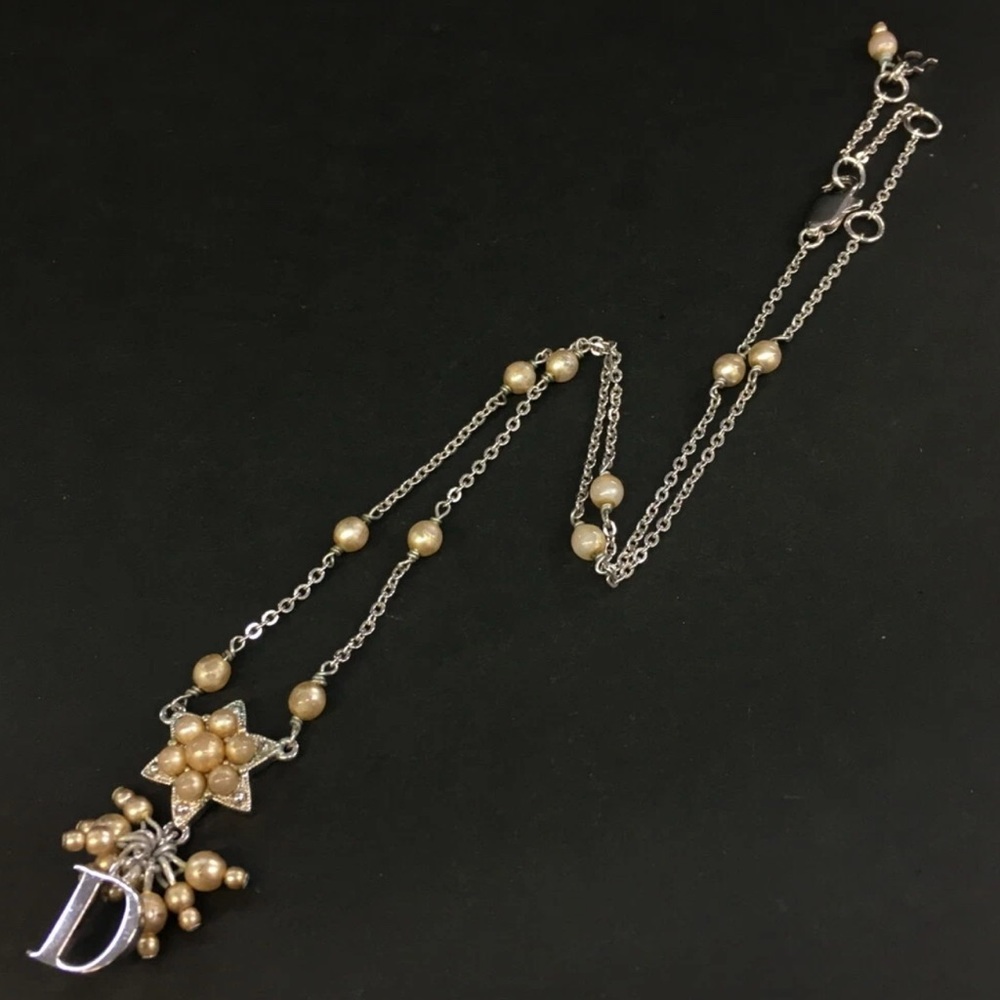 Dior Vintage Pearl Silver Tone Necklace